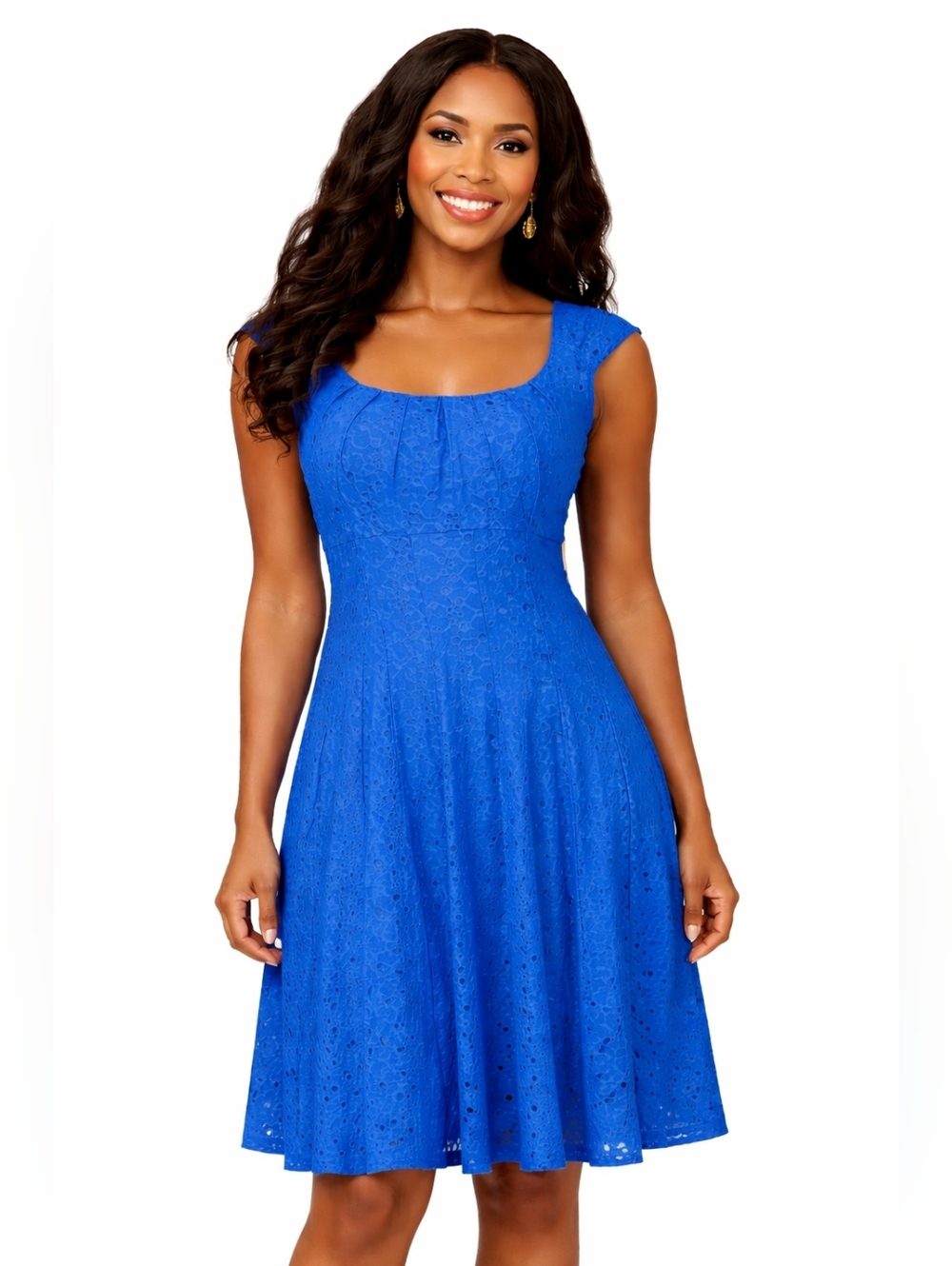 London Style NWT Blue Eyelet A-Line Sundress Sz M